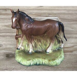 Relpo Japan Ceramic Horse Planter Brown Vintage Decorative Decor Equestrian Farm